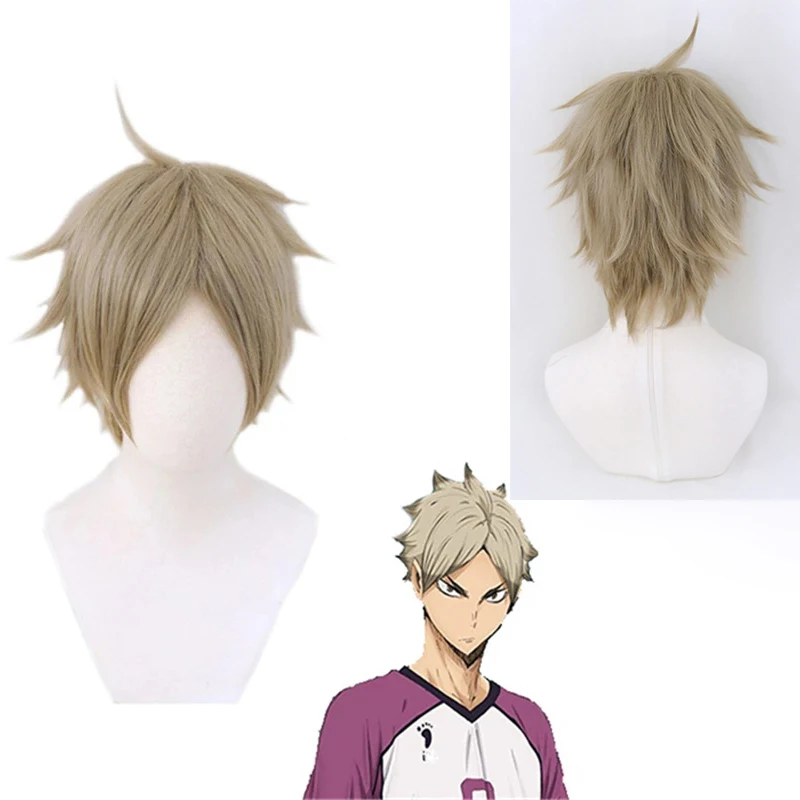 

Аниме Haikyuu! Парик для косплея полуeita, Короткие термостойкие серые, для ролевых игр, с бесплатной шапочкой