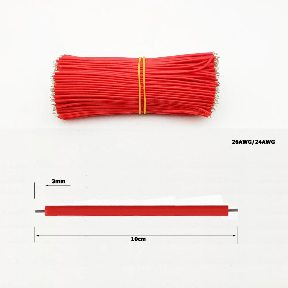 Светодиодный кабель cbales 100 шт. 1000 24awg 26AWG L:10 см UL2468 луженая медь красный/черный