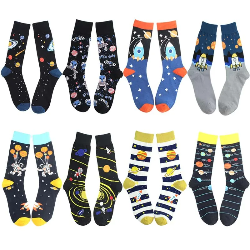 Носки для взрослых до середины икры с изображением Галактики звездное небо