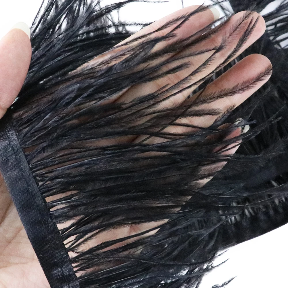 

10 Meters/lot 4-6 Inch Quality Dyeing Ostrich Feathers Trim Ribbon Wedding Dress Clothes Sewing Decorative Feathers For Crafts