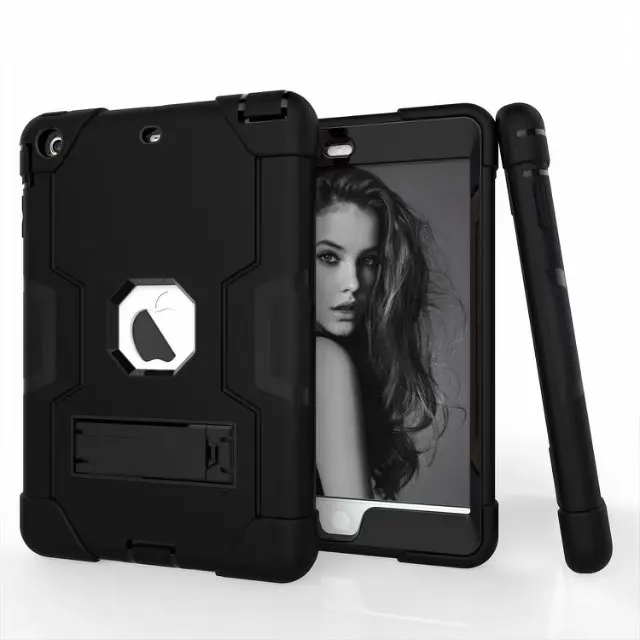 black IBuyiWin тяжелый противоударный силиконовый чехол для iPad Mini 2 3 7," планшет Funda Обложка copue Чехол+ пленка для экрана+ ручка - Цвет: black