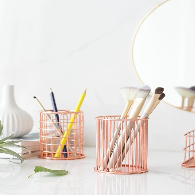 Простые Стильные розовые и золотые зеркальные полки для хранения Круглый