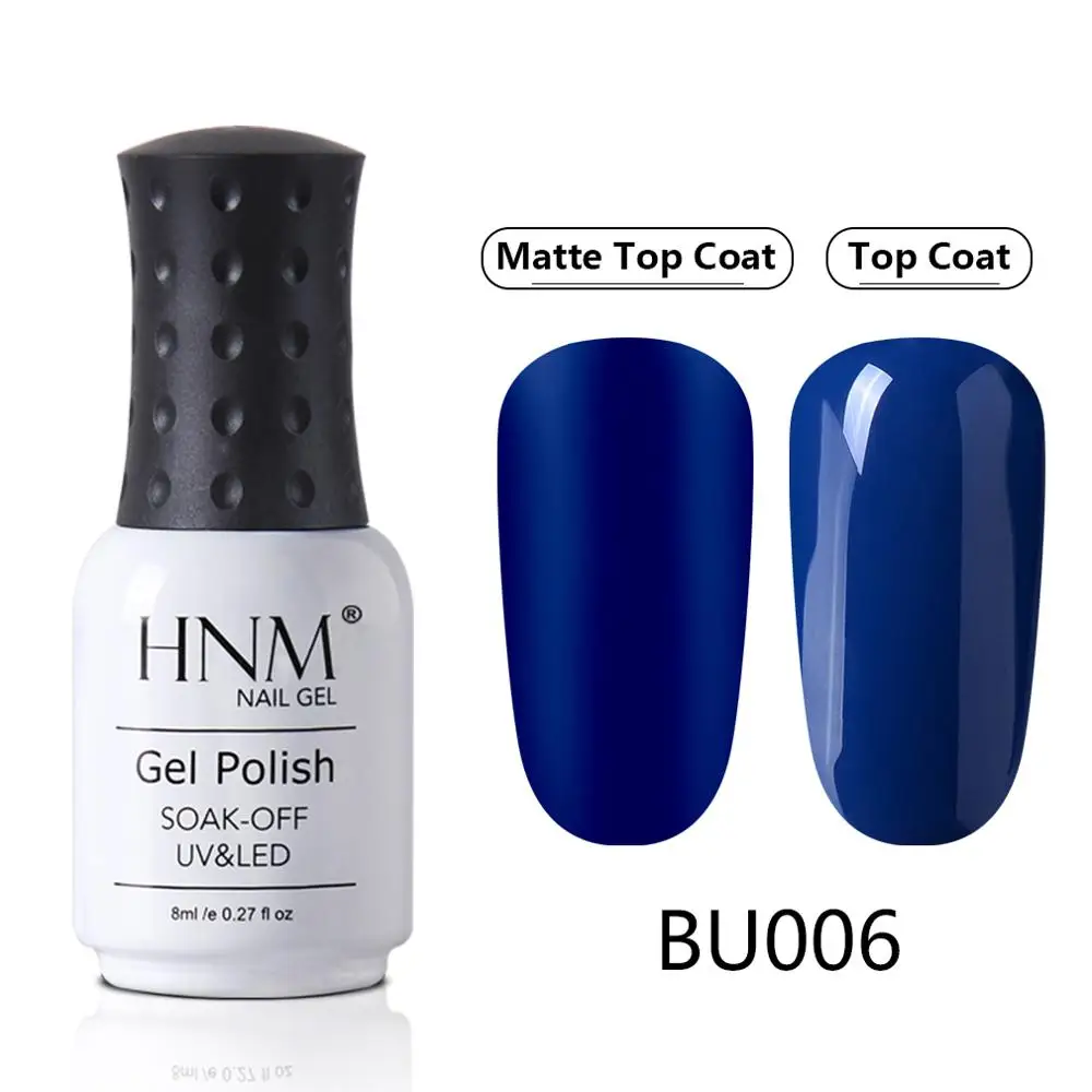 BU006 HNM Blue Purple Matte Effect Gel Nail Polish Need Matt Top Coat Base Semi Permanent UV LED Lamp Hybrid Varnishes Lacquer Gellak - Цвет: BU006