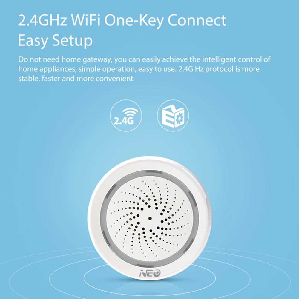 Wireless WiFi Siren Alarm Sensor Sound Tuya Smart App Control 3 in 1 WiFi Siren Alarm with Temperature Humidity Sensor