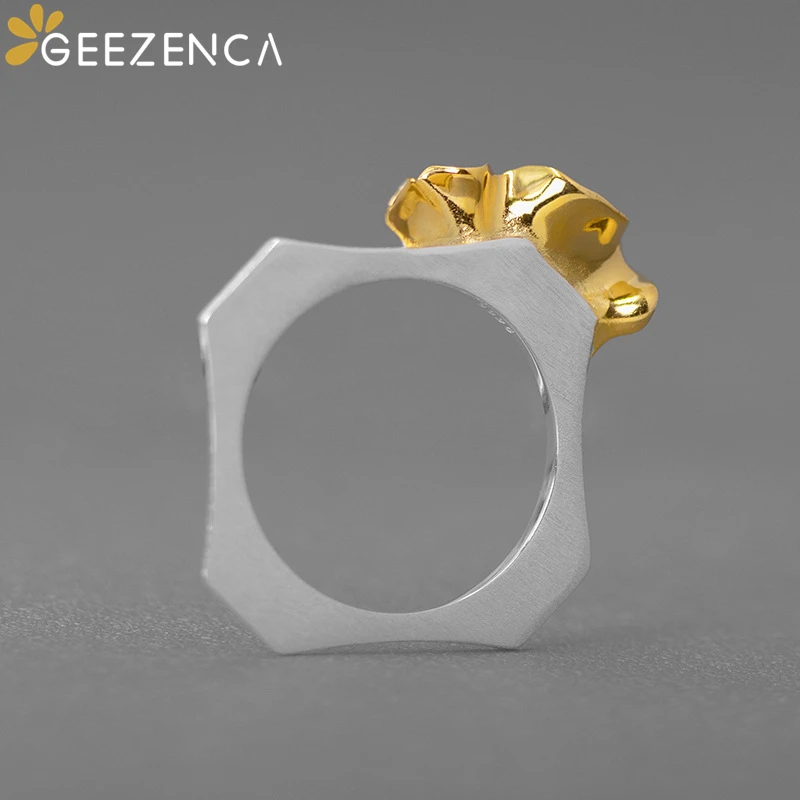 

GEEZENCA кольцо из стерлингового серебра 925 пробы с гальваническим покрытием и разными цветами, дизайнерские стильные кольца, Изящные Ювелирны...