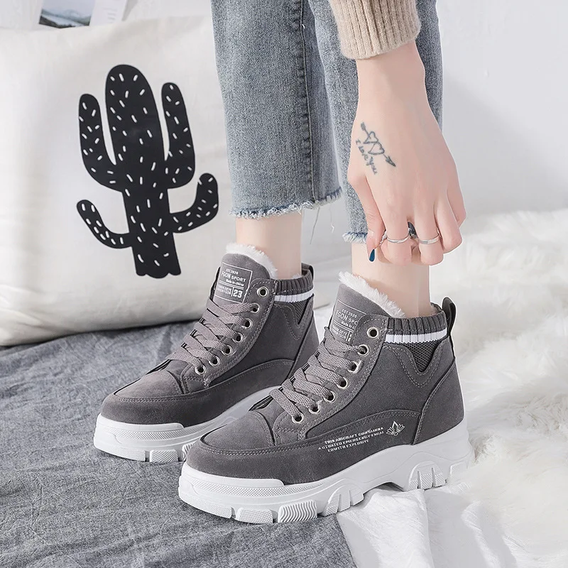 

Winter Women Boots 2021 Trendy Sneakers Lace Up Shoes Women Warm Plush Snow Boots Booties Women Platform Boots Botas De Mujer