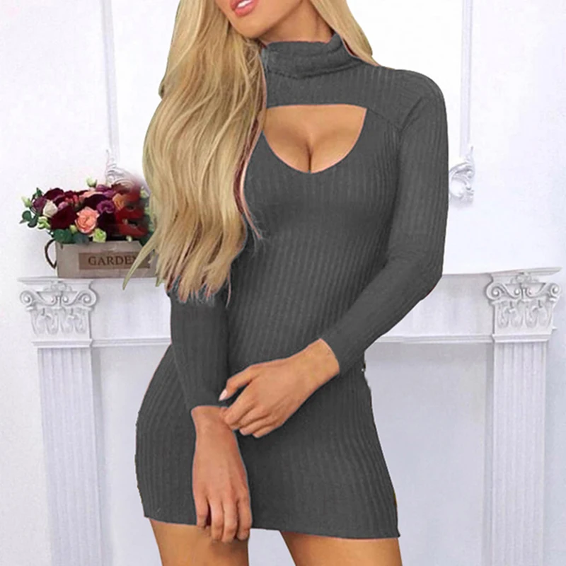 Женское платье с вырезами дизайн сексуальная клубная одежда колье водолазка