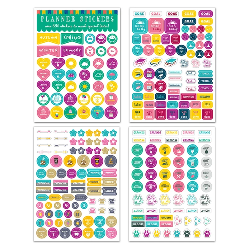 

12sheets DIY Creative Planning Sticker Theme Monthly Weekly Calendar Encouragement Plan Decorative Journaling Stickers
