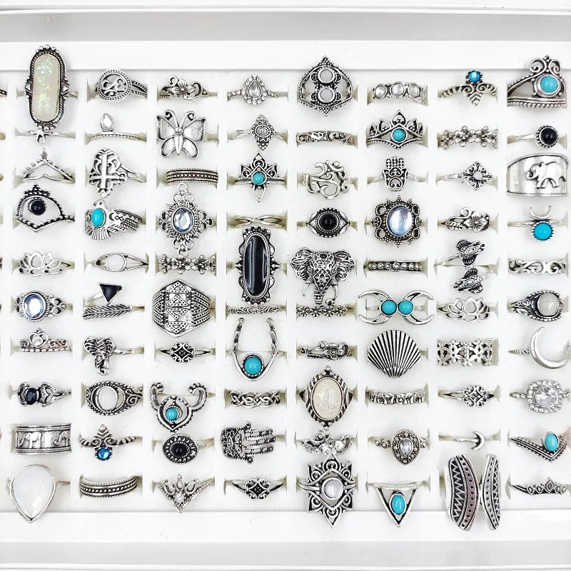 кольцо женское мужское кольца для женщин 50 шт.богемное винтажное серебряное