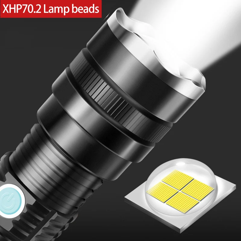 XHP70.2 мощный светодиодный светильник-вспышка, масштабируемый супер светильник фонарь, перезаряжаемый аккумулятор, водонепроницаемая лампа, ультра яркий фонарь для рыбалки