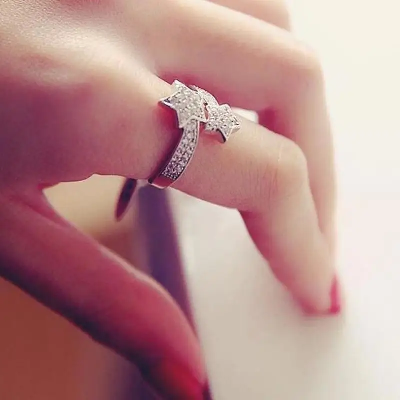 Кольца женские регулируемые звезда серебряного цвета 2020 | Украшения и аксессуары