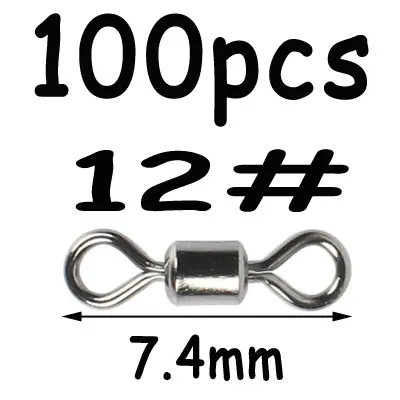 100pcs size 12 100 шт. черный 8 Форма Вращающийся шарнир для рыбалки поворотный крюк с защелкой соединитель двойное твердое кольцо рыболовный аксессуар Клеммная Снасть - Цвет: 100pcs size 12