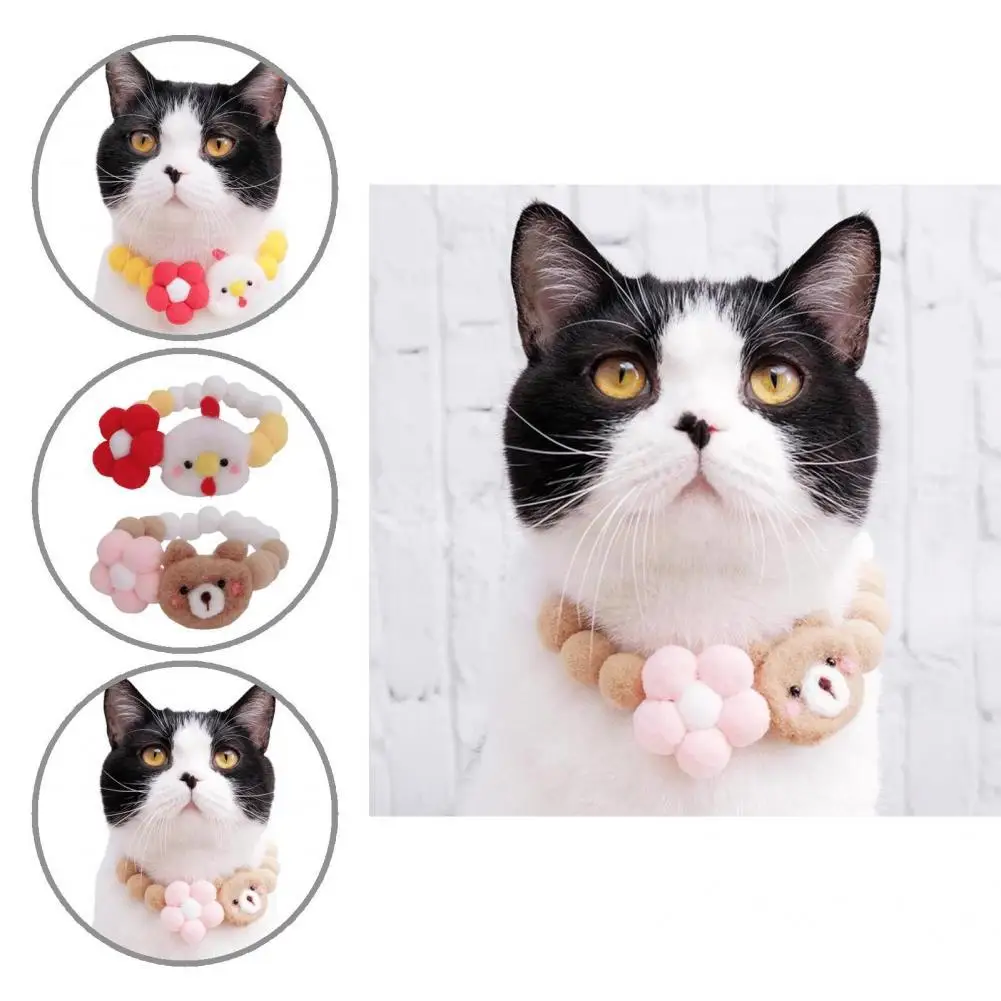 

Cute Pet Collar High Elasticity Band Breathable Colorful Soft Hairball Pet Collar Kitten Collar Cat Neck Collar