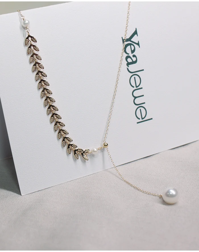 YUN RUO Rose Gold Wheat Ear Pearl Tassel Pendant Necklace Titanium Steel Jewelry Woman Birthday Gift Never Fade Drop Shipping | Украшения и