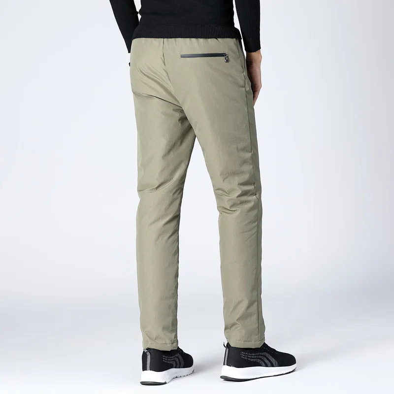 Зимние теплые мужские пуховые брюки 90% на белом утином пуху уличные спортивные