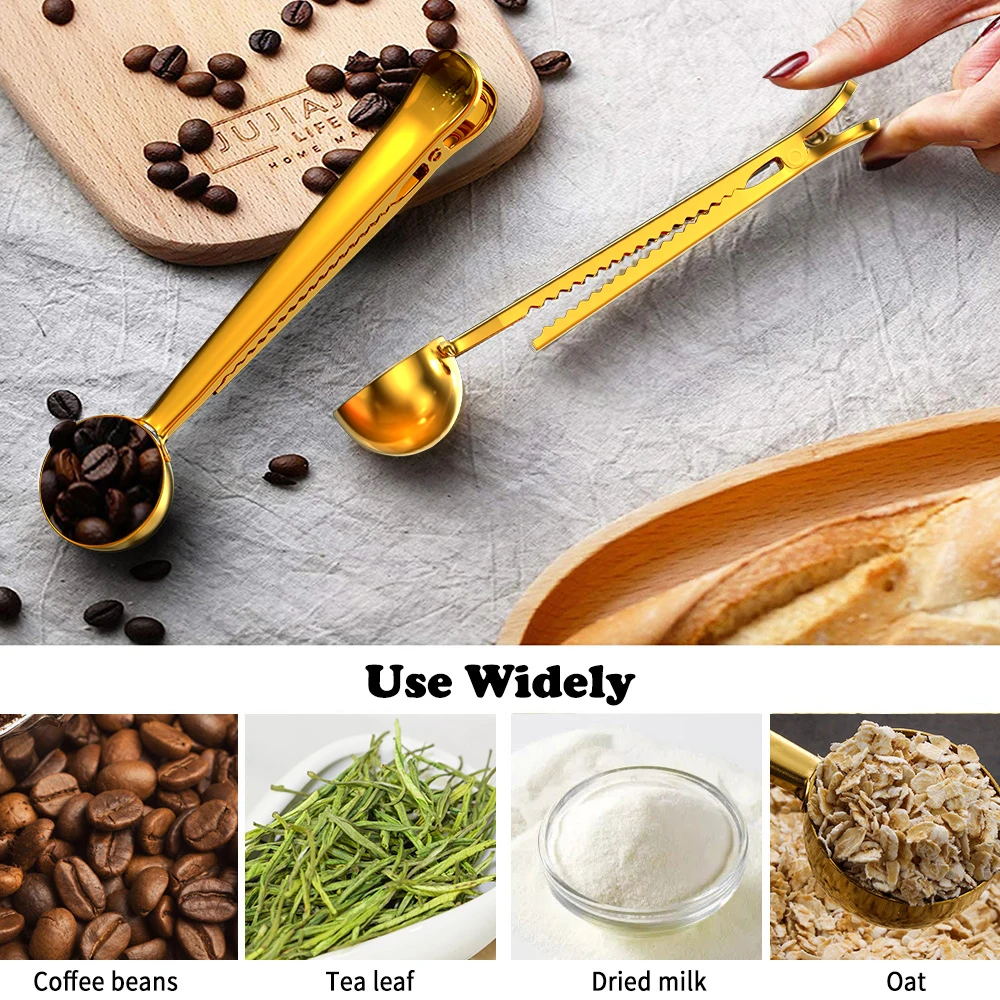 

Coffee Spoon With Long Handle And Clip For Kitchen Supply Milk Powder Liquid Seasoning Good Sealing Measuring Spoons Coffeeware