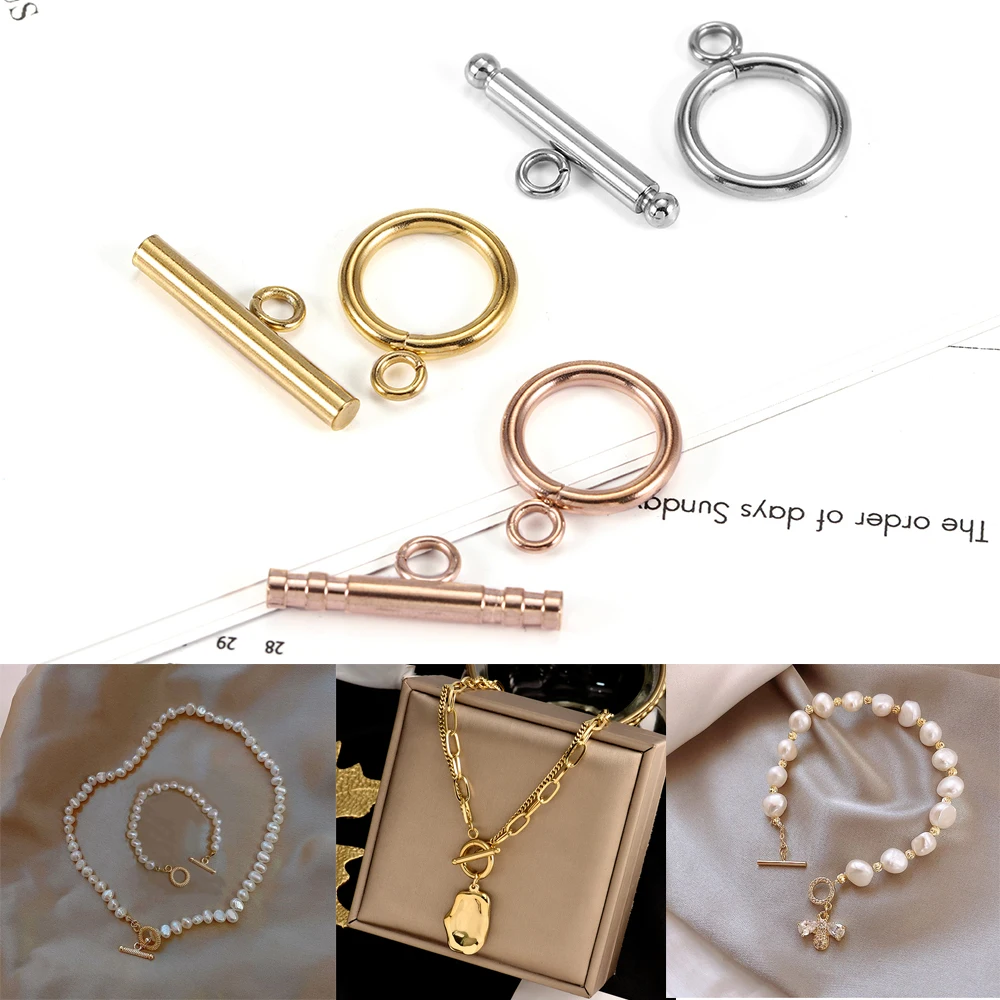 

6 Sets Gold Color Stainless Steel Fastener Bracelet Toggle Clasp Buckle Connector For Jewelry Making OT Clasps Diy Accessories