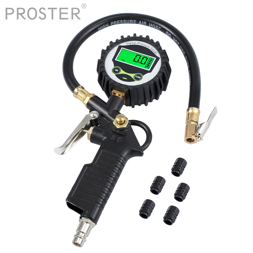 Proster цифровой манометр шин 0-220psi точный+ 5 стопперов автомобильный тестер Мониторинг давления в шинах
