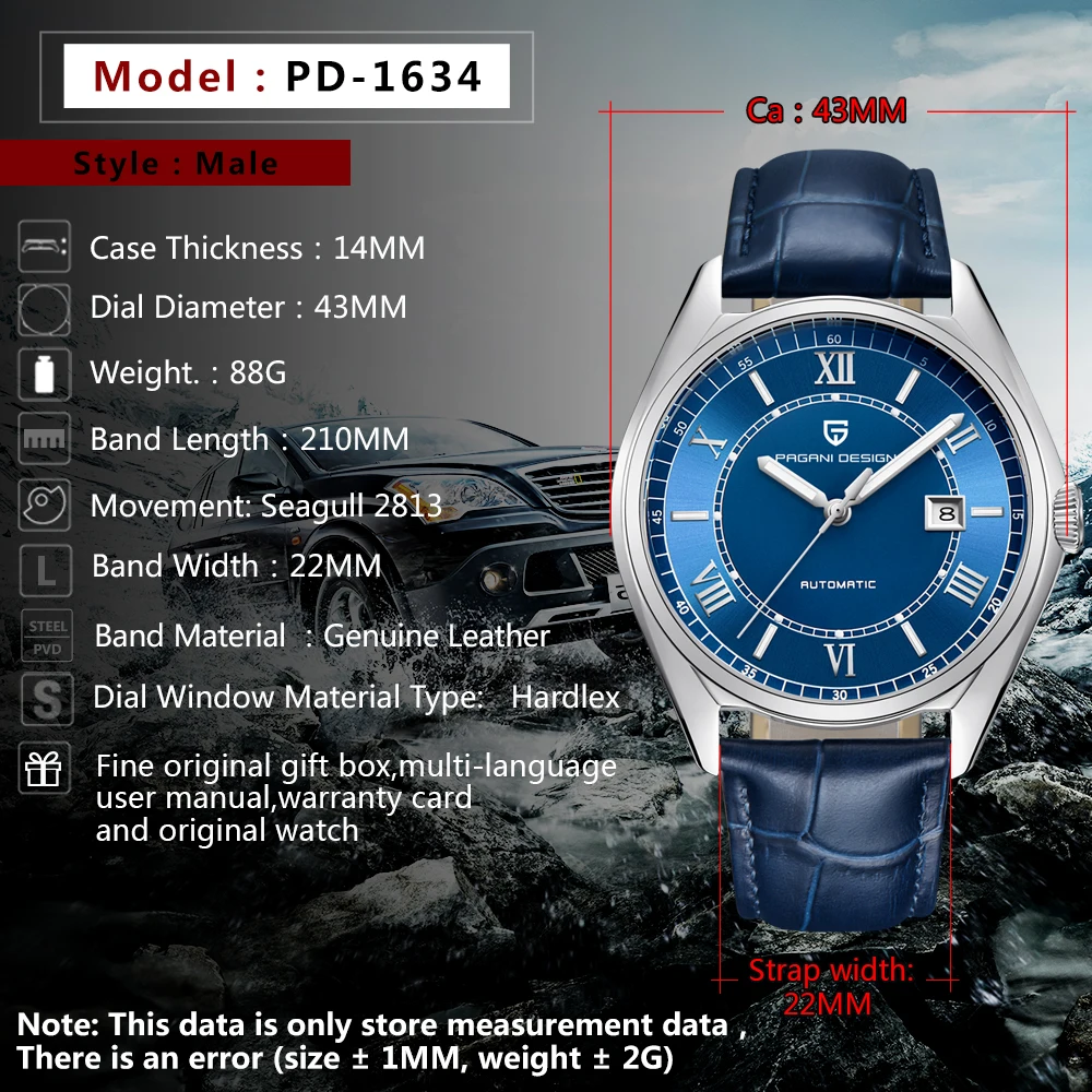 PAGANI мужские роскошные модные автоматические механические часы спортивные