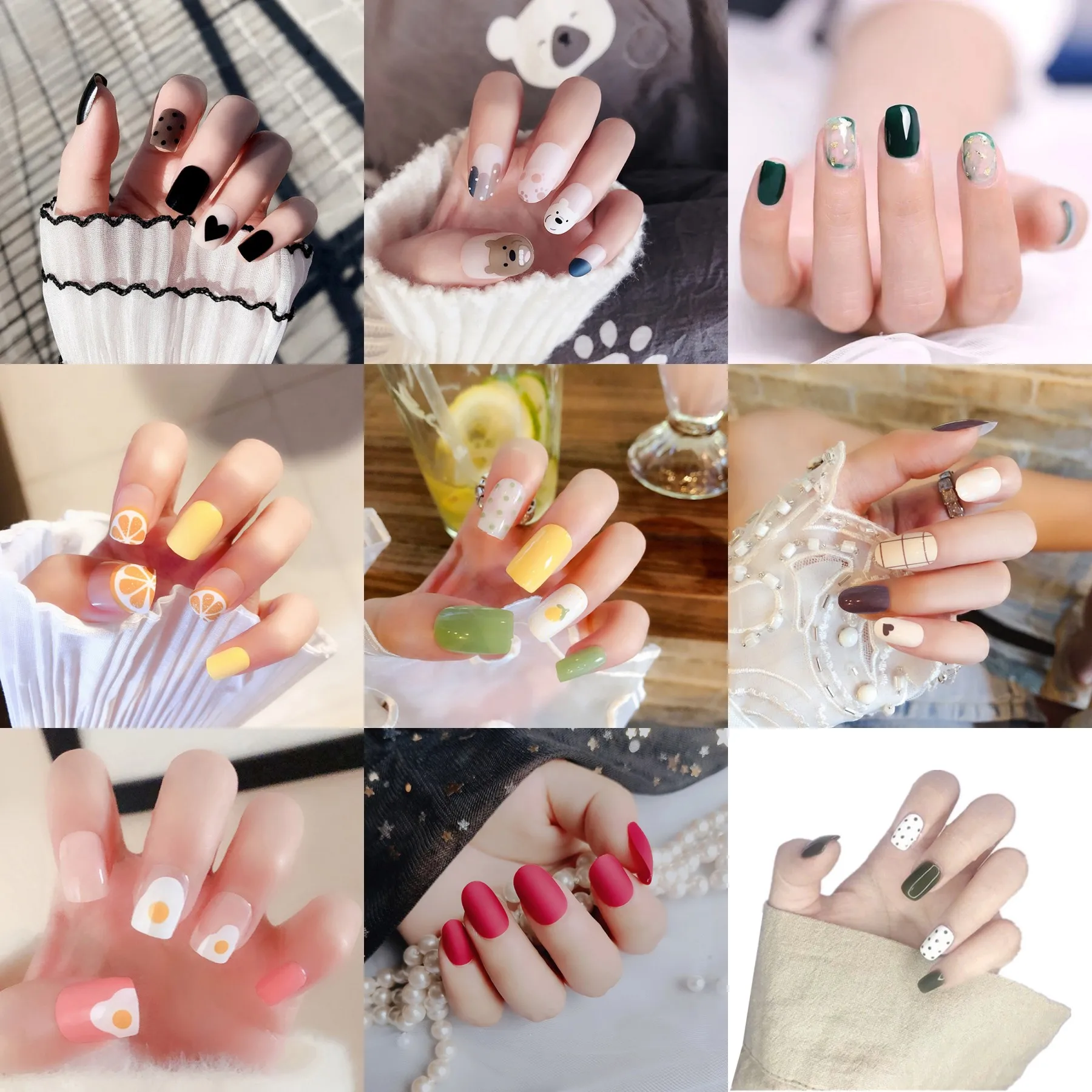 24 шт./компл. полное покрытие фруктовым сердечком накладные ногти Короткие