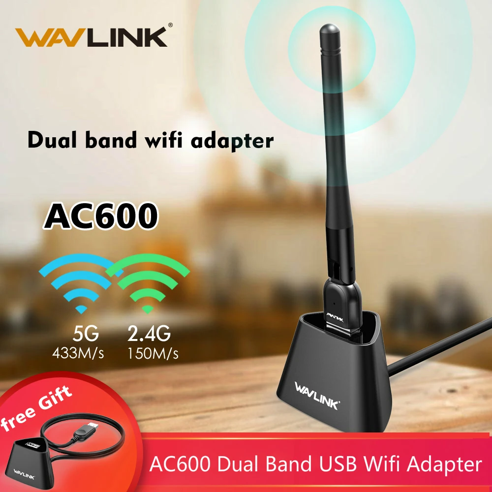 Wavlink USB wifi адаптер 5 ГГц Wi-Fi ключ 600 Мбит/с док-станцией wifi антенна длинный диапазон Ethernet для ноутбука ПК ТВ Беспроводной приемник