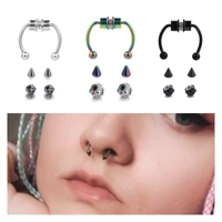3 ways to wear fake nose ring hoop non piercing septum rings goth magnet nose punk fake body jewelry unusual costume jewelry