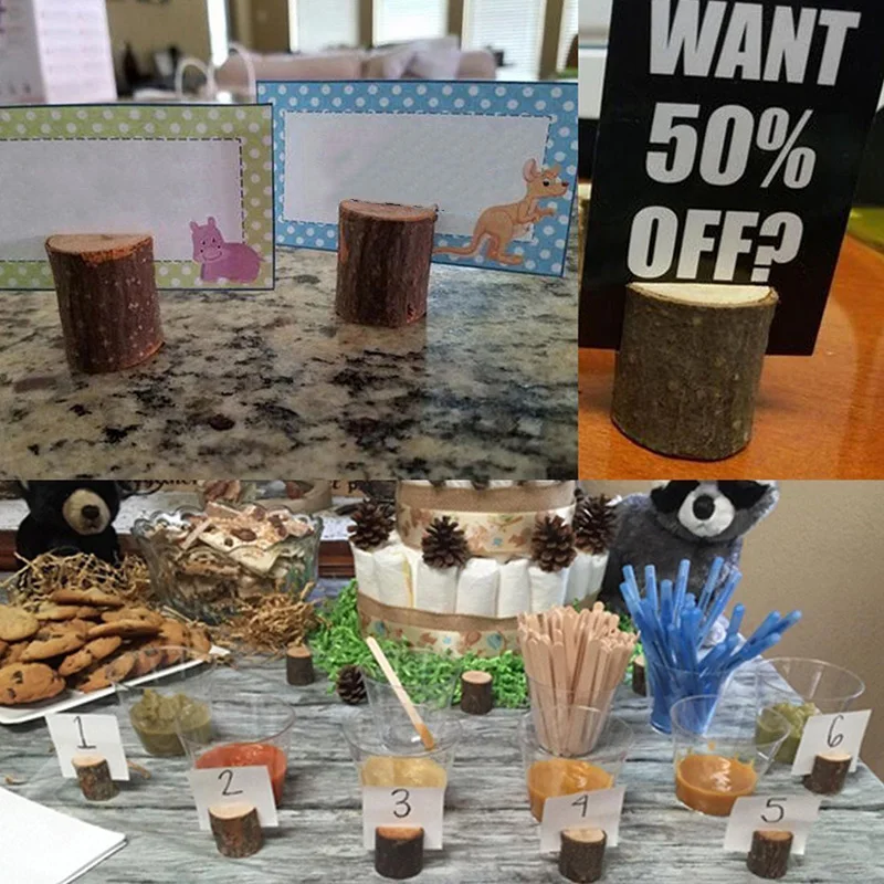 50pcs Wooden Crafts Photo Clip Natural Name Tag Place-Holder Table Number Vintage Seat Card Wedding Party DIY Accessories | Дом и сад