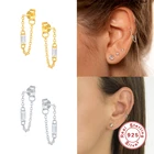 BOAKO 925 пробы серебро циркон цепь кисточкой, серьги со шпилькой, для Для женщин из нержавеющей стали, серьги-гвоздики Роскошные ювелирные изделия для пирсинга Pendiente