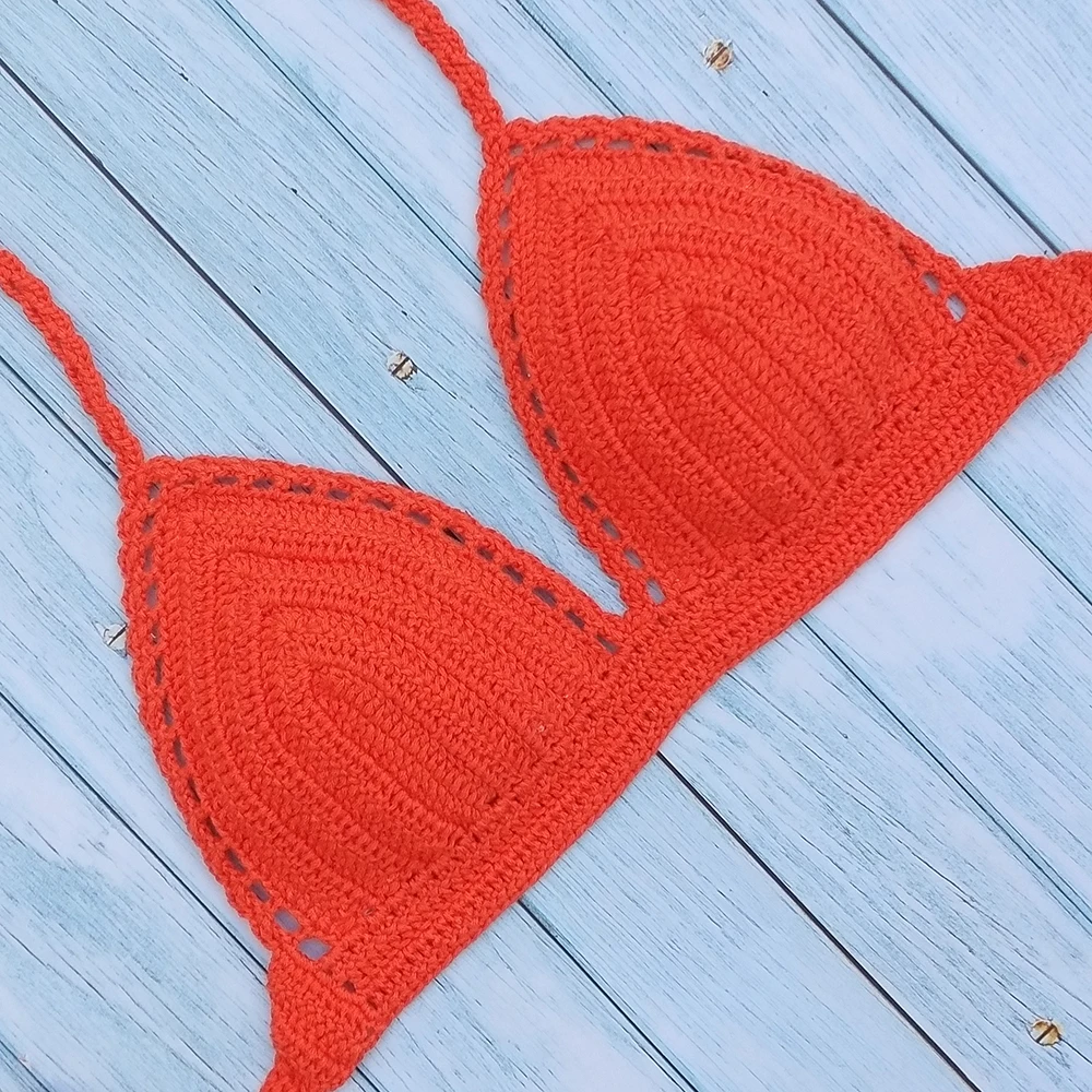 Цельные бикини купальник Mujer крючком красный верх купальника Knit Sexy Бикини Для женщин купальный бюстгальтер большой женский купальный костюм S-XL
