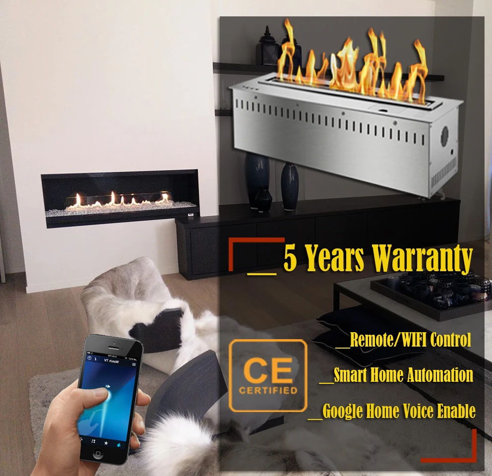 

on sale 48'' luxury bio kamin remote fireplace ethanol chimney burners with Wifi