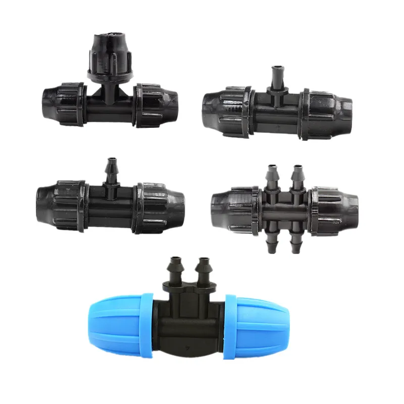 

20 шт. 3/8 дюймов, тройник с замком, 4-ходовые фитинги для микротрубок 8/11 мм, фитинги для капельного орошения, аксессуары для дождевателя