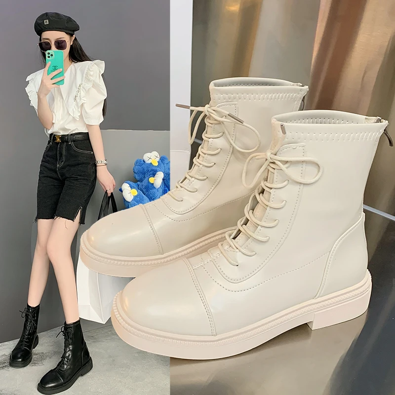 

HKYX 2021 NEW Women Shoes for Winter Boots Fashion Shoes Woman Casual Autumn Leather Botas Mujer Female Ankle Boots