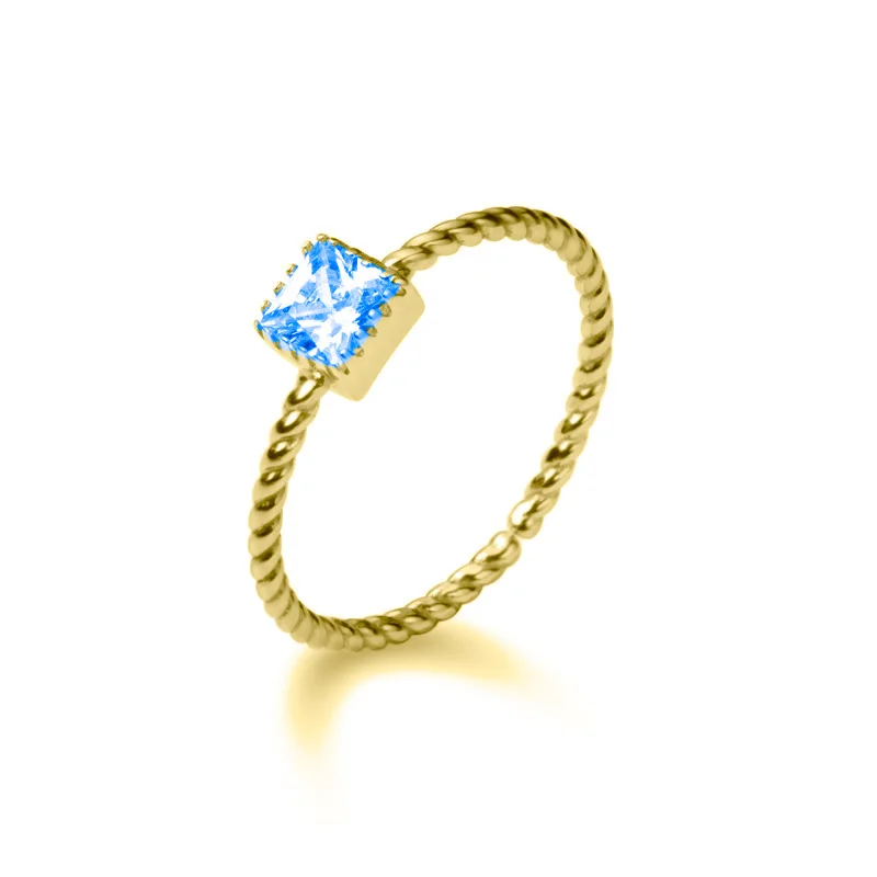Gold(Blue) Trustdavis Настоящее 925 пробы Серебряное ослепительное квадратное CZ Кольцо с открытым пальцем для женщин Свадебное серебряное 925 ювелирное изделие DS1862 - Цвет основного камня: Gold(Blue)