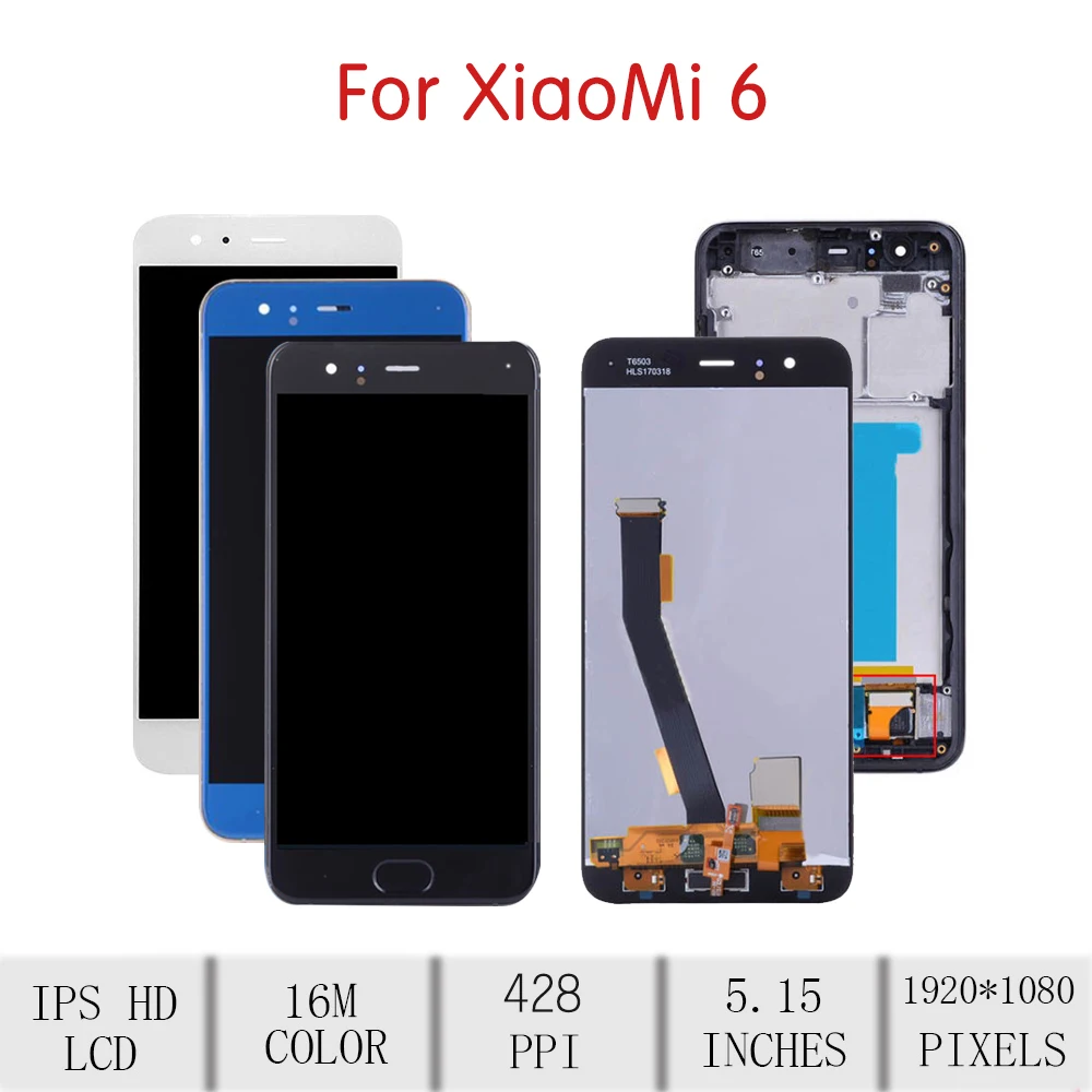 ЖК дисплей 5 15 дюйма для XIAOMI Mi 6 сенсорный экран с дигитайзером в сборе Xiaomi сменная
