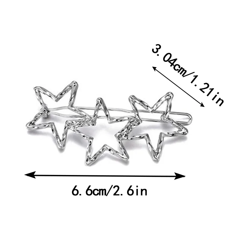 Three Start Sliver MISM сердца звезды заколки для волос для женщин Геометрическая заколка девушки заколка для волос Металлические золотые серебряные аксессуары для волос шпильки из сплава - Цвет: Three Start Sliver