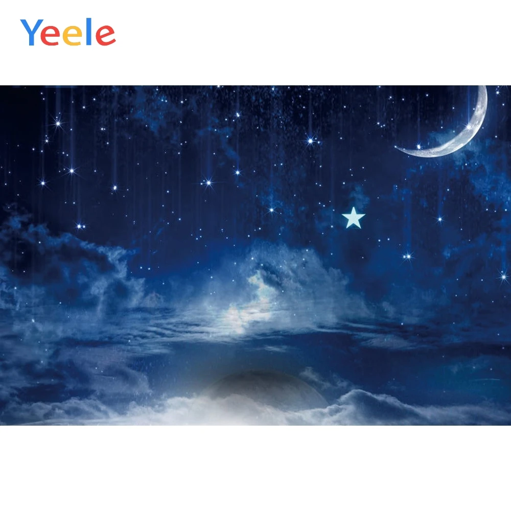 Фон для студийной фотосъемки новорожденных с изображением звездного неба Луны