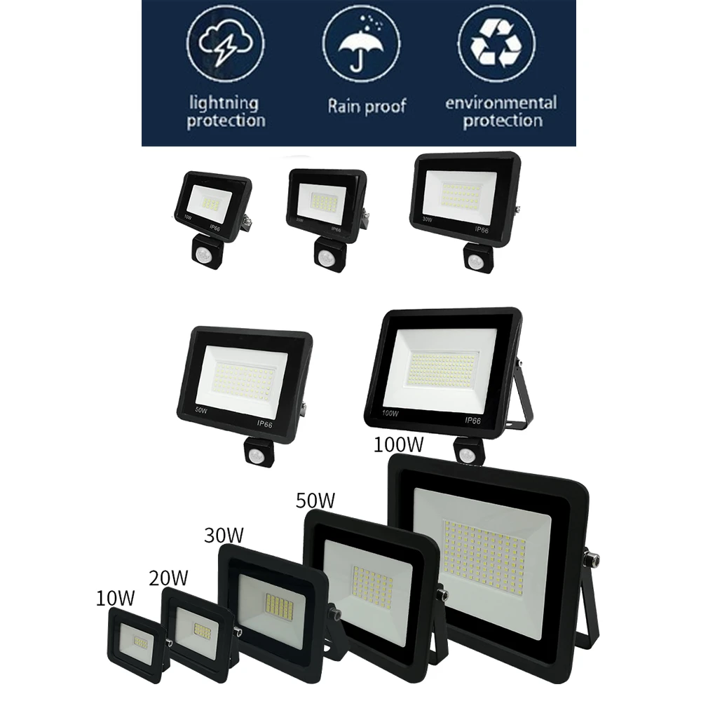 

2 pcs 220V 10-100W LED FloodLight Reflector Spotlight outdoor Exterior Street wall Light Garden Waterproof Outdoor Energy Saving