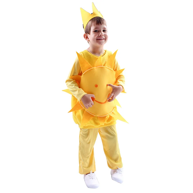 

Kid Cartoon Flowers Sum Weather Jumpsuit Hat Boys Girls Party Role Play Dress Up Suit Halloween Cosplay Costume Child Outfit