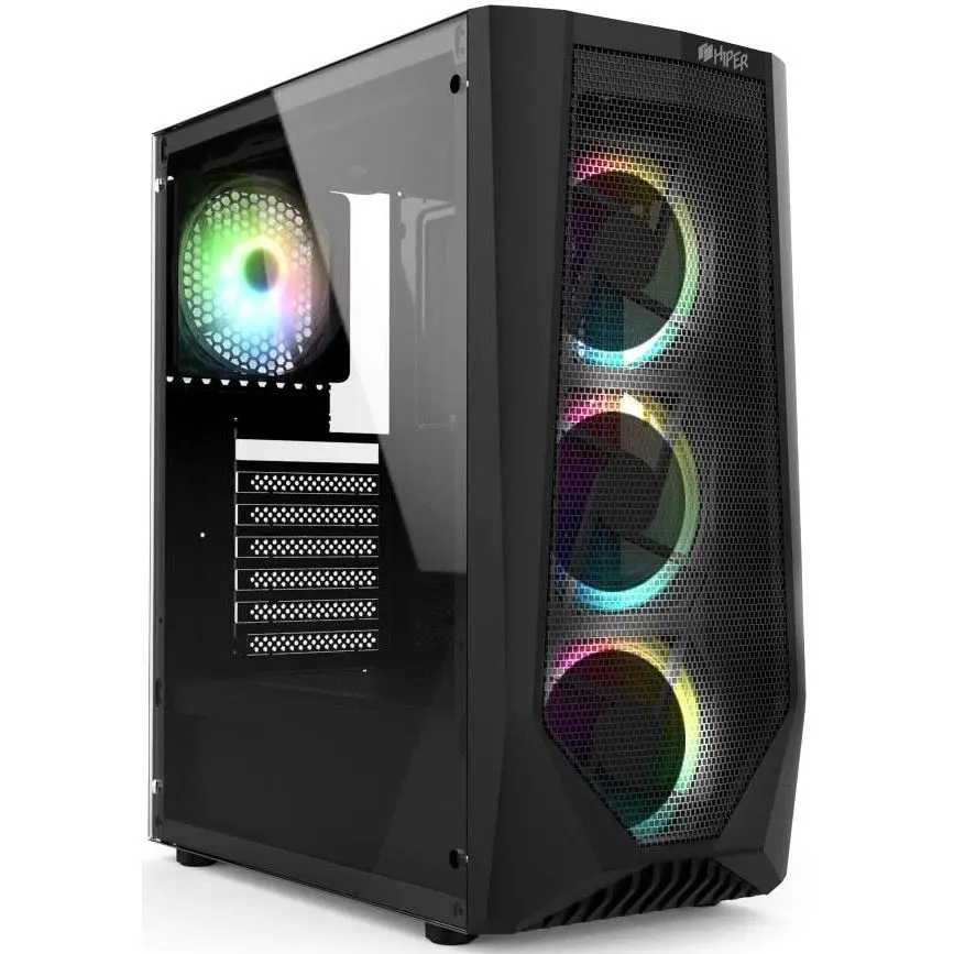 Корпус игровой для ПК HIPER ORO 4RGB чёрный (ATX закаленное стекло RGB fan 4x120 мм 1xUSB HD