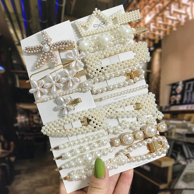 

1 Set Simulated Pearl Hair Clips for Women Fashion Geometric Pearl Barrettes Hairpins Headwear Hair Accessories Girl Jewelry