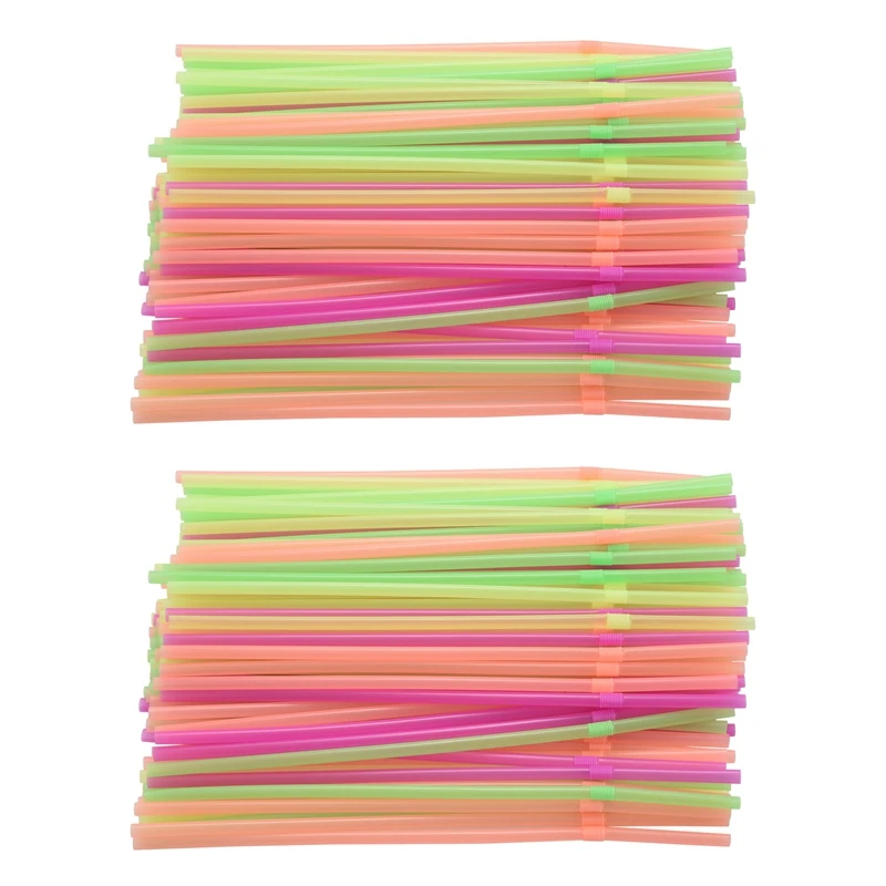 

200 Pcs Disposable Drinking Straws, Plastic Drinking Straws For Birthday, Wedding, Baby Shower And Party,Random Color