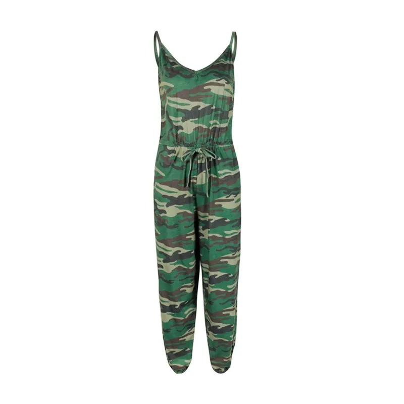 

2020 summer sexy suspender strap sleeveless camouflage Jumpsuit women's off shoulder slim pants beach Jumpsuit women's Jumpsuit