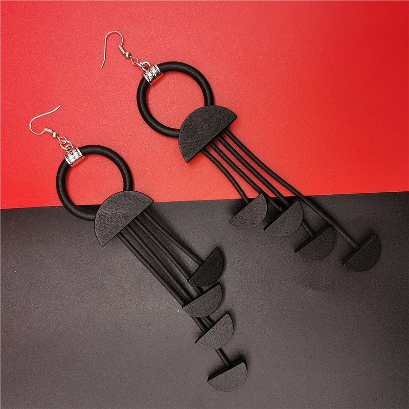 

Marliwoo New Long Earrings For Women Wood Earrings Handmade Jewelry Luxury Ear Earring Party Accessories Rubber Wooden Jewellery