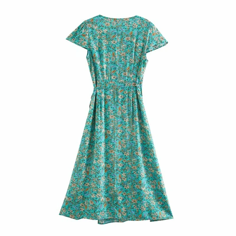 Богемное летнее винтажное платье макси с цветочным принтом и пуговицами женское