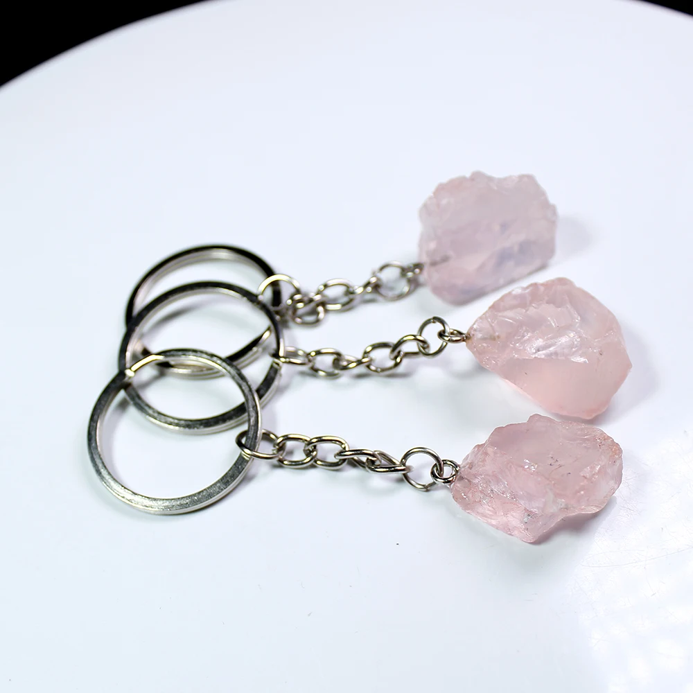 Брелоки из натурального камня ювелирные цепочки с кристаллом цитрина розового