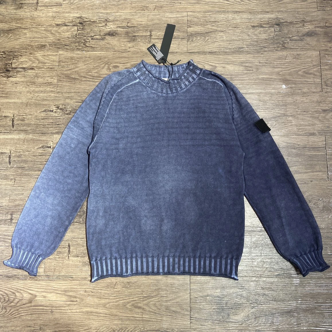 

2021FW Patch Autumn Winter Men's Tooling Tie-Dye Mixed Color Comfortable Warm Round Neck Sweater