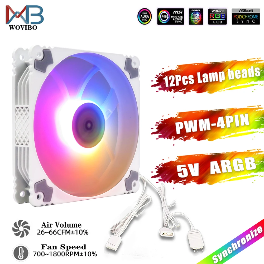 Чехол для ПК Wovibo 12 см В 4 контакта PWM 5 3 | Компьютеры и офис