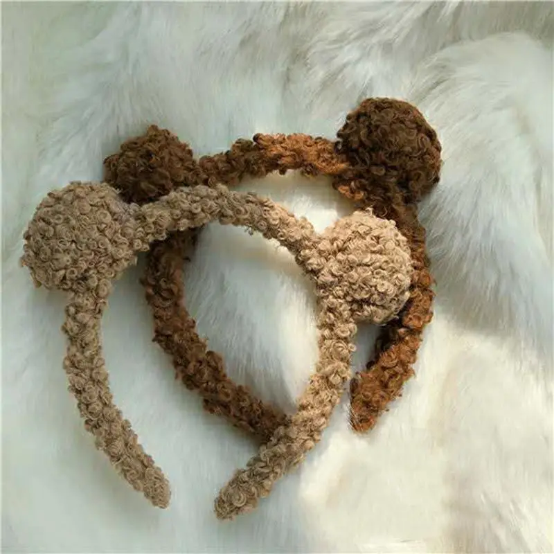 New ins Gils Cute Plush Bear Rabbit Ears Headband Autumn Winter Head Hoop Cartoon Girls Kid Hairband Headdress Hair Accessories | Красота и