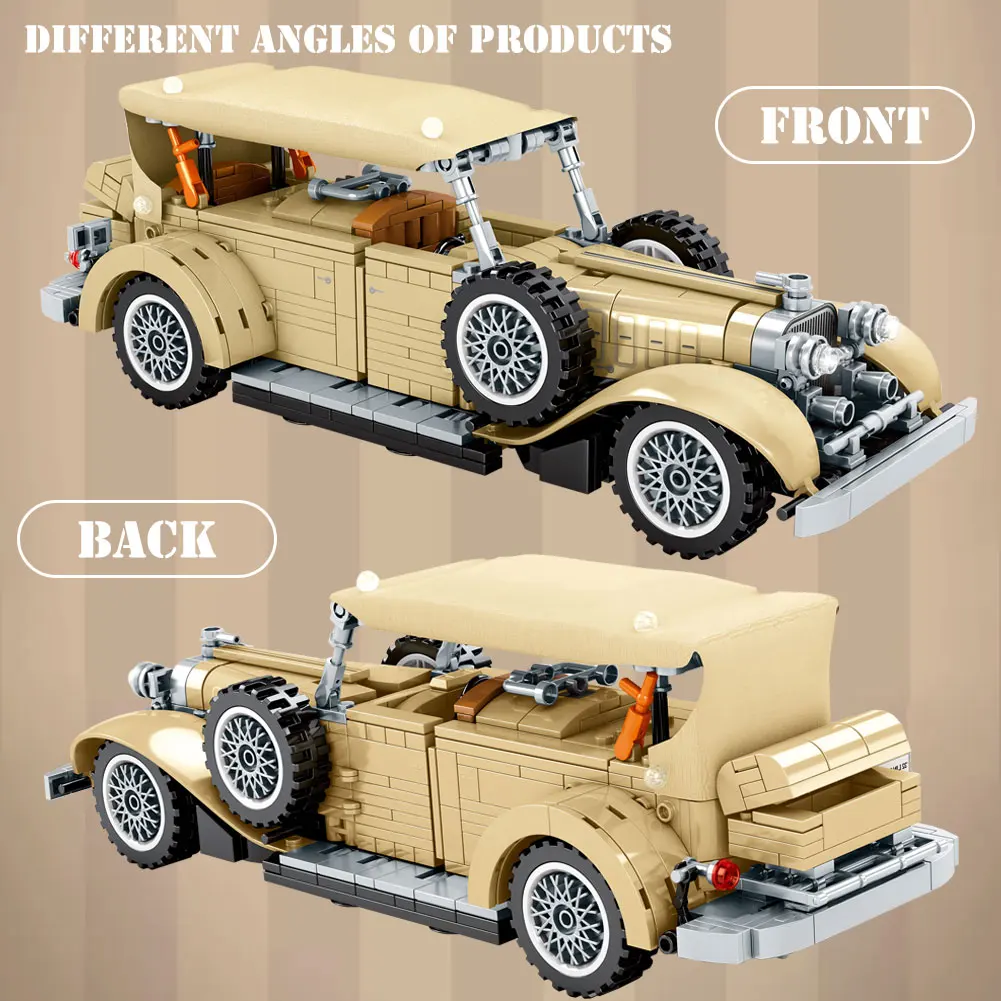 BZDA Antique Cars Buliding Blocks Retro Classic City Model Bricks Speed Champion Supercar Race Kds Toys | Игрушки и хобби