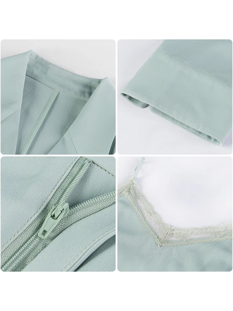 Conjunto de tres piezas formado por Blazer y pantalón corto, para mujer, para oficina, verano y primavera